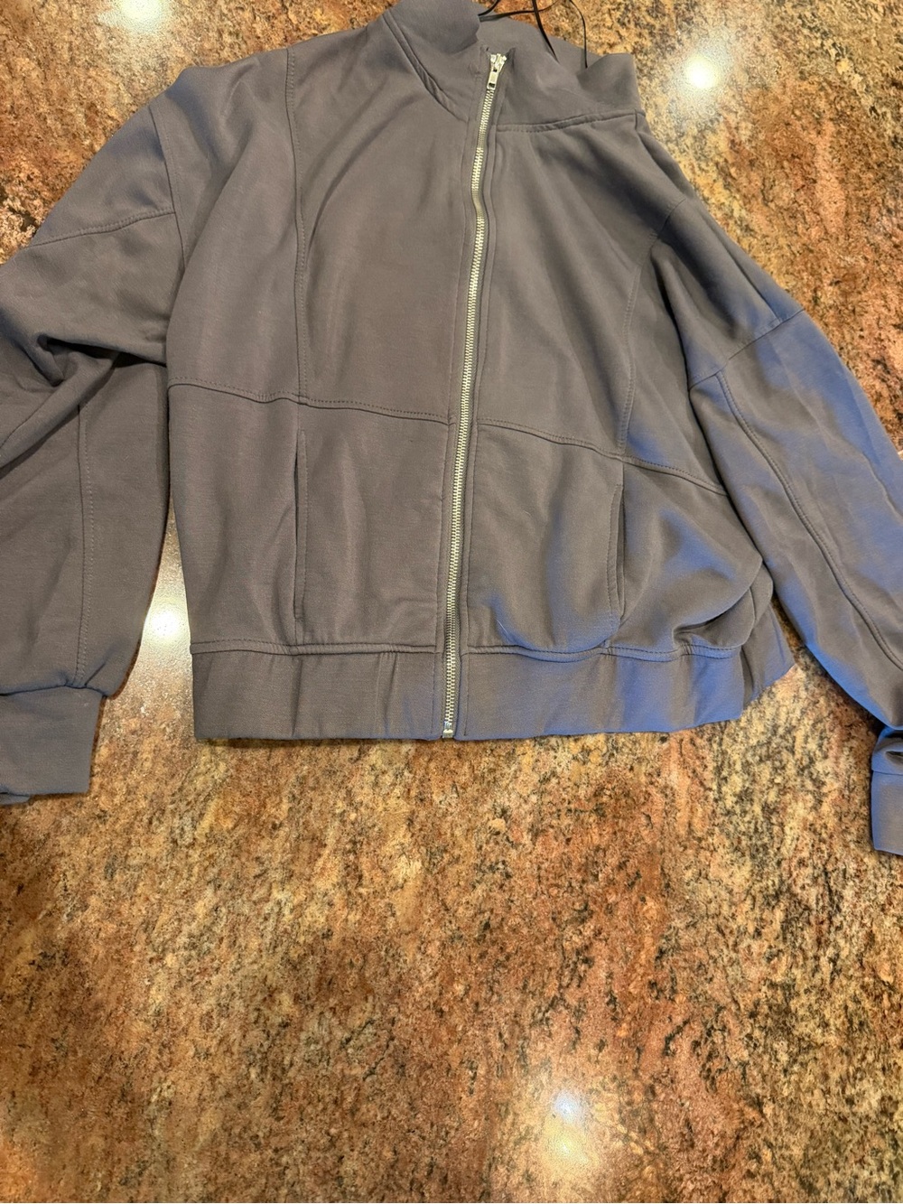 Charcoal Gray Full-Zip Cropped Jacket